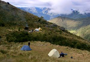 Puncuyoc base camp full of tents